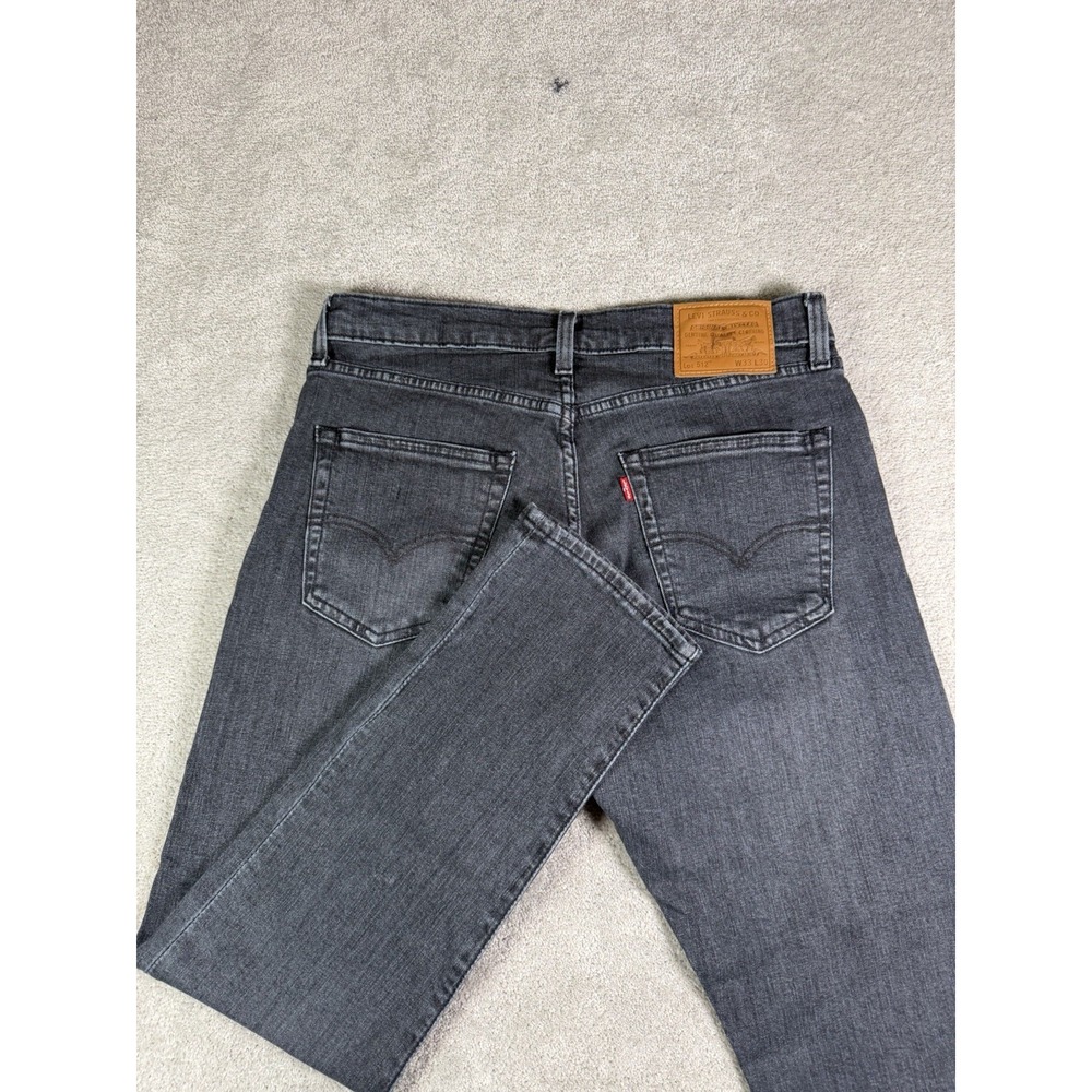 Levi's 512 Slim Taper Premium Denim Jeans Mens 33x30 Black Gray Washed Stretch